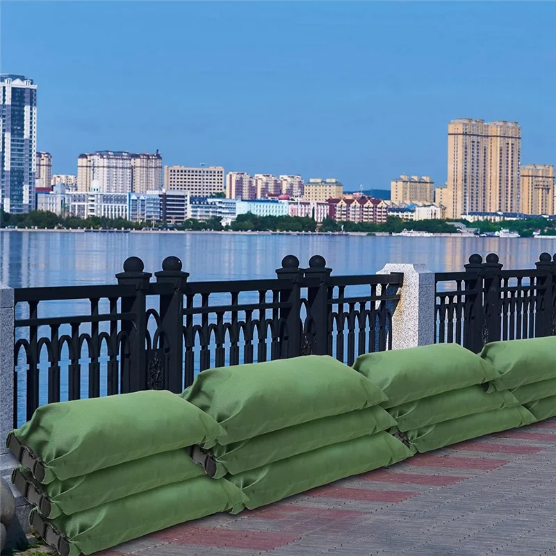 【HAPPYH】للحماية من الفيضانات ودعم الوزن - أكياس رمل قماشية شديدة التحمل في 10 عبوات، 11.8 × 27.5 بوصة مع إبزيم