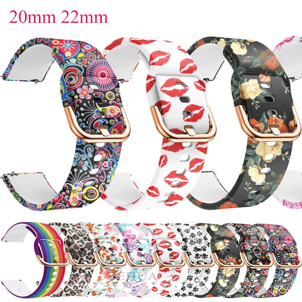 Silicone band For Amazfit GTS/4/3/2/2e/Mini/GTR 4/3/Pro/2/2e 42mm/47mm stratos 2/3 printing Bracelet Amazfit bip 20mm 22mm Strap