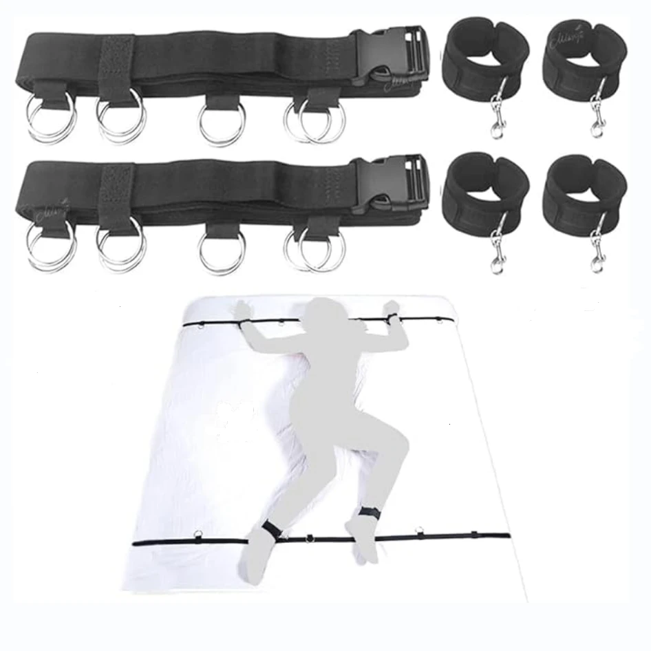 

Bed Bondage Restraints Sex Adult BDSM Sex Handcuffs Bed Restraint Straps for Couples Under King Queen BRomance Straps for Couple