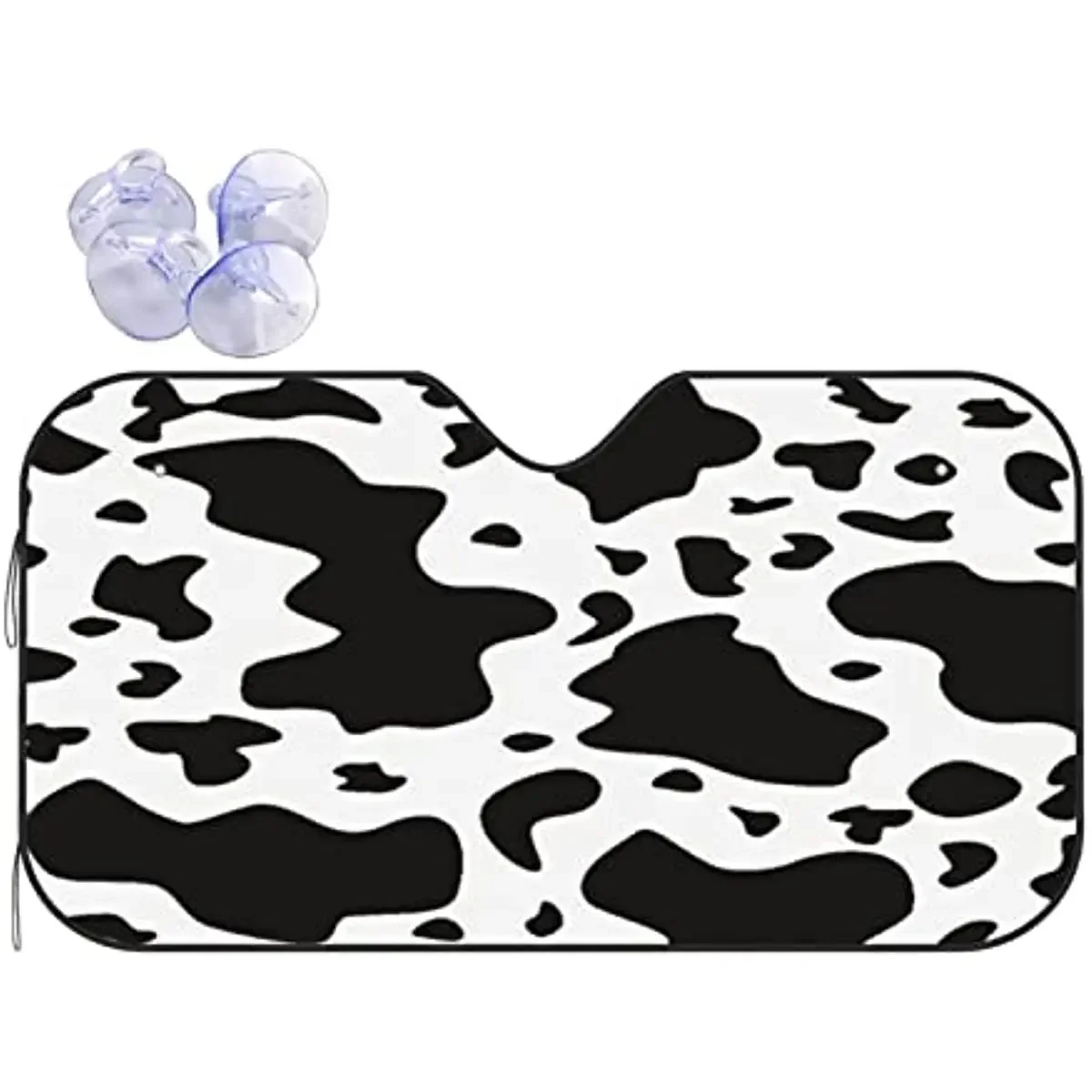 JISMUCI Car Windshield Sunshade,Cow Print Pattern Cow Flower Black and White Cow Spot,Auto Front Window Sun Shade Reflective Sun