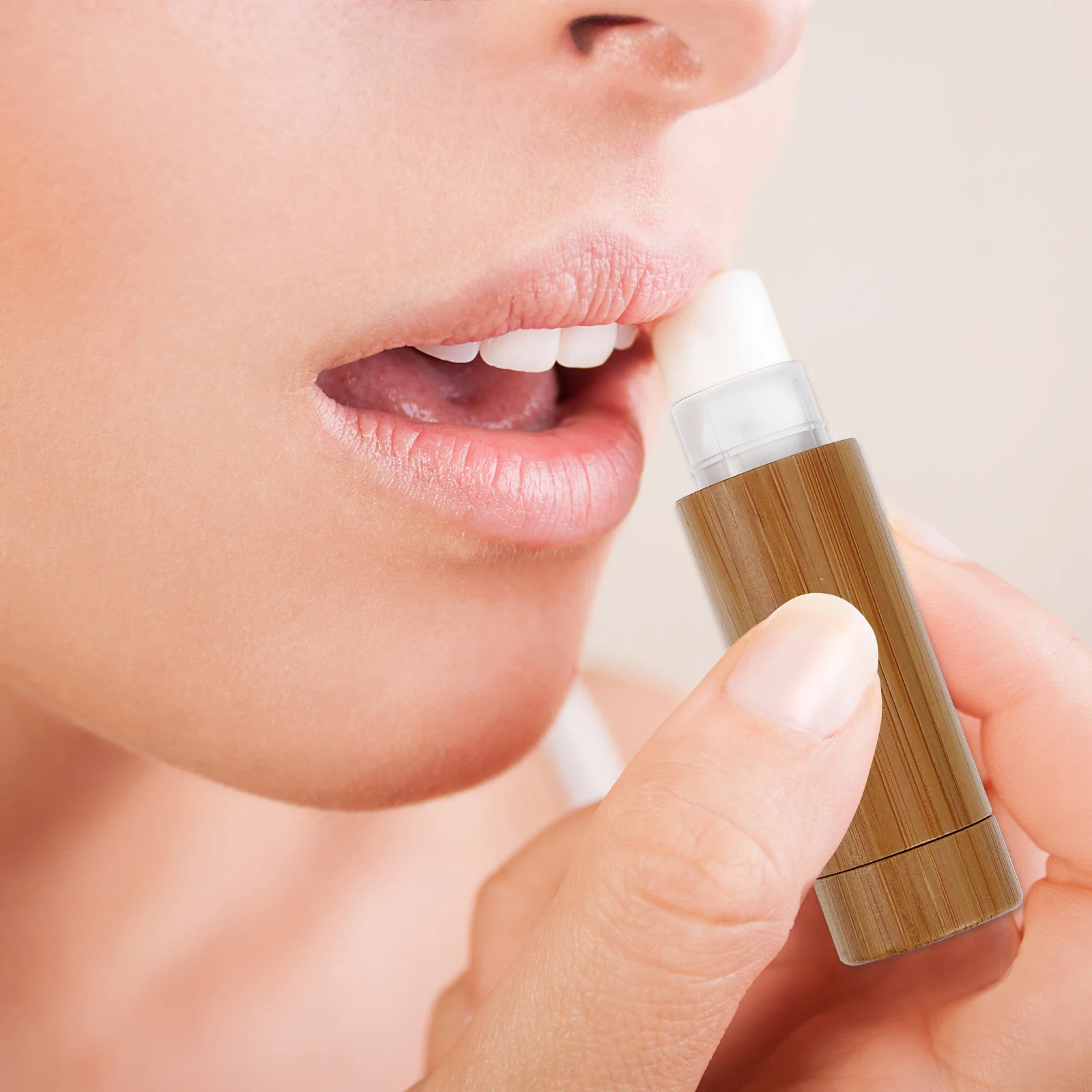 4Pcs Bamboo Small Lipstick Tubes Empty Containers Portable DIY Lip Balm Tubes Lightweight Makeup Storage Lipstick Bottles