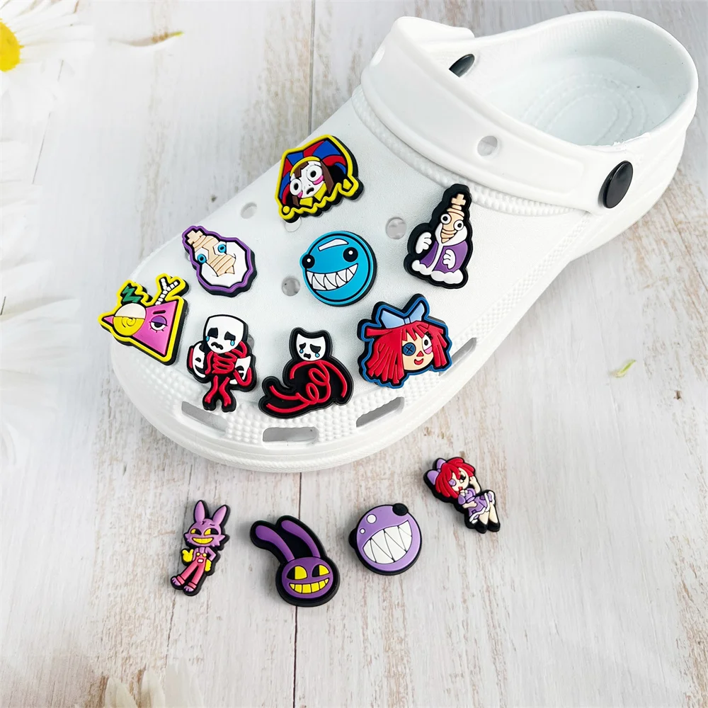 20pcs Amazing Digital Circus Cartoon Shoe Charms Shoes Accessories Decoration Buckle for Bubble Slides Clog Sandals Crocs