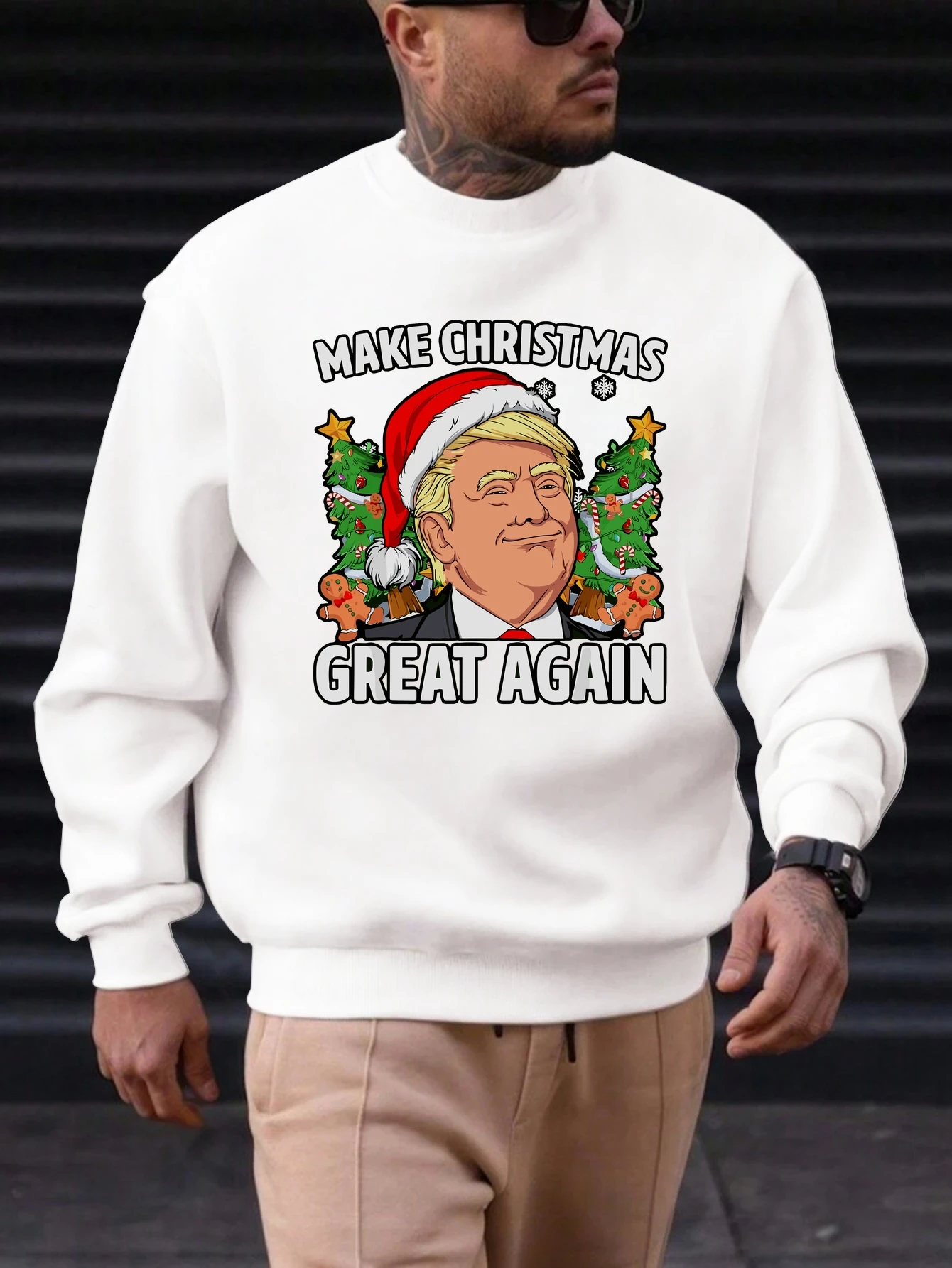 

2025 New Sweatshirt For Men's MAKE CHRISTMAS Pattern Printing Cotton Round Neck Fashion Casual High Quality Daily Top Clothing