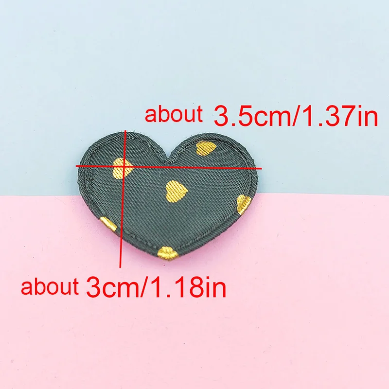 60Pcs Gold Polka Dot Heart Padded Applique For Children\'s Headband Hair Clip Accessories, Shoes, Hats Decoration Patches