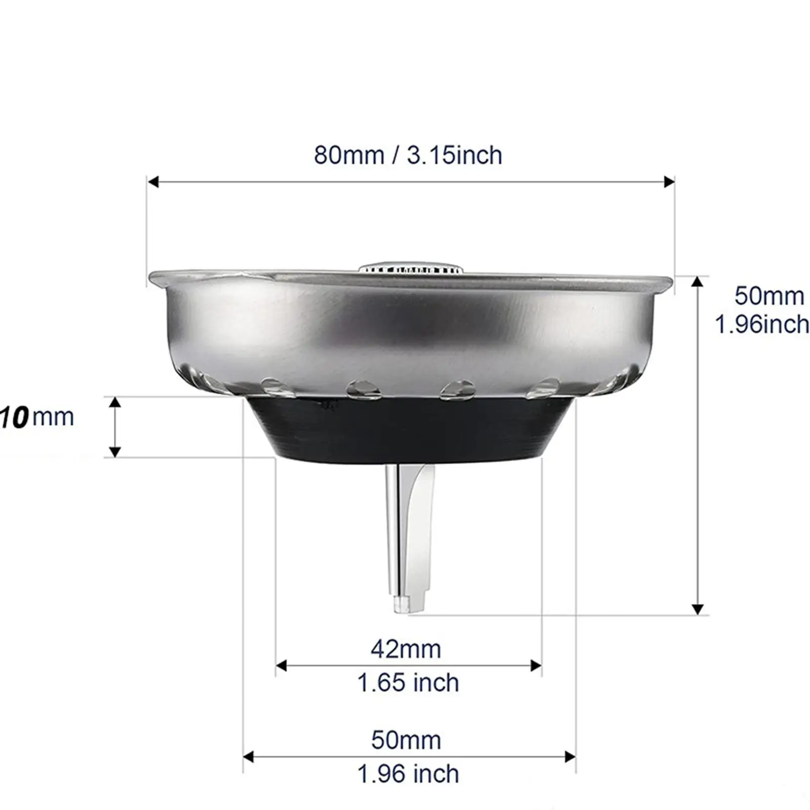 Verdikte roestvrijstalen aanrechtplug voor aanrechtgat diameter 80 mm