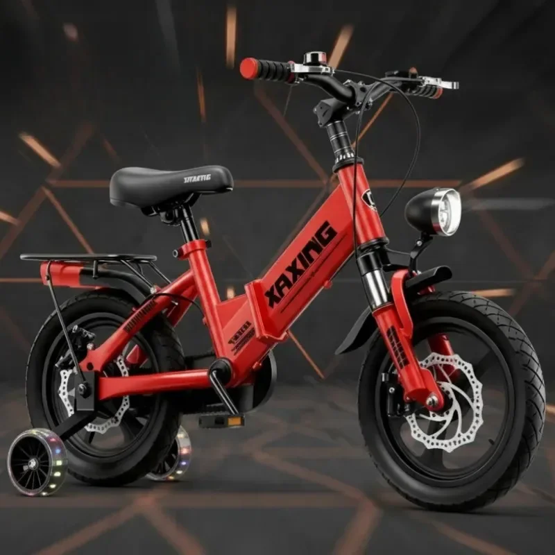 دراجة أطفال حمراء قابلة للطي مقاس 14-18 بوصة للأطفال للأعمار من 3 إلى 6 عجلات تدريب قابلة للتعديل للجنسين دراجة بدواسة للأطفال #4