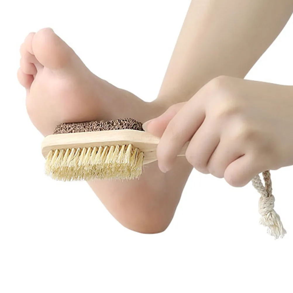 1Pcs Double-Sided Foot Callus File with Pumice Wood Bristles Dead Skin Remover for Pedicure Exfoliation Smooth Feet Care