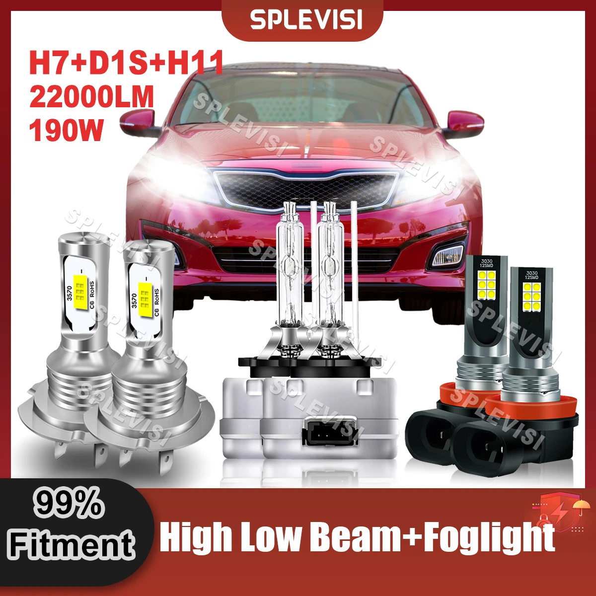 

Plug And Play LED Headlight Bulbs White 6000K H7 High D1S Xenon Low Beam H11 Foglamp For Kia Optima 2014 2015