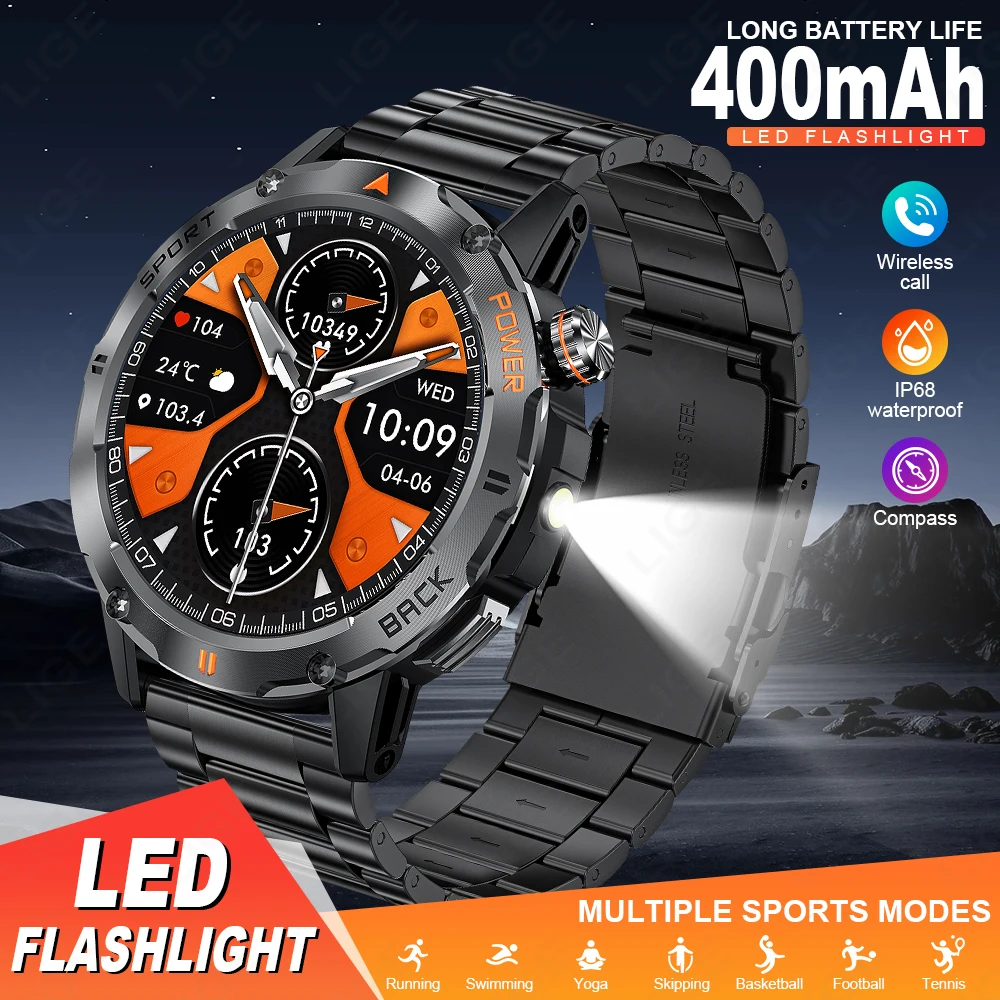 

LIGE Outdoor Sports Fitness Smartwatch For Men 1.53 Inch Screen Bluetooth Calling Waterproof Watches Blood Oxygen Reloj Hombre