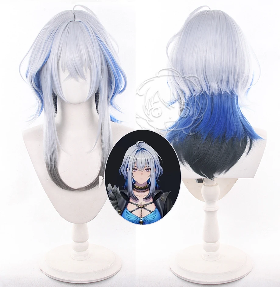 Wuthering Waves Galbrenacos Cos Wigs Cosplay Costumes Headwear 50cm Long Simulation Scalp Thick Mixed Puffy Long Hair Wigs