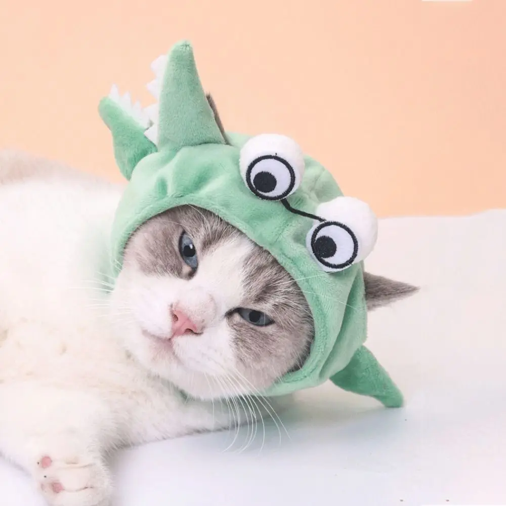 Cute Cartoon Crocodile Pet Headgear Comfortable Polyester Cat Crocodile Dress Up Soft Decorative Cat Cosplay Hat Halloween