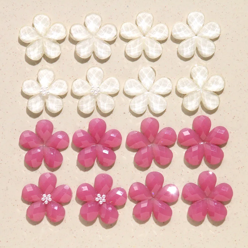 

Spring Glitter Multi-faceted Five-petal Flower Resin Charms Starry Floral Patches DIY Accessories for Earrings HairClipsHeadwear