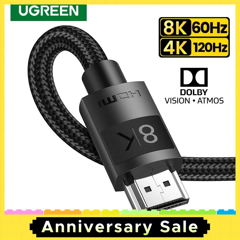 UGREEN HDMI-Compatible 2.1 Cable Ultra High-speed 8K/60Hz 4K/120Hz for Xiaomi Mi Box PS5 Dolby Vision 48Gbps HDMI-Compatible 8K