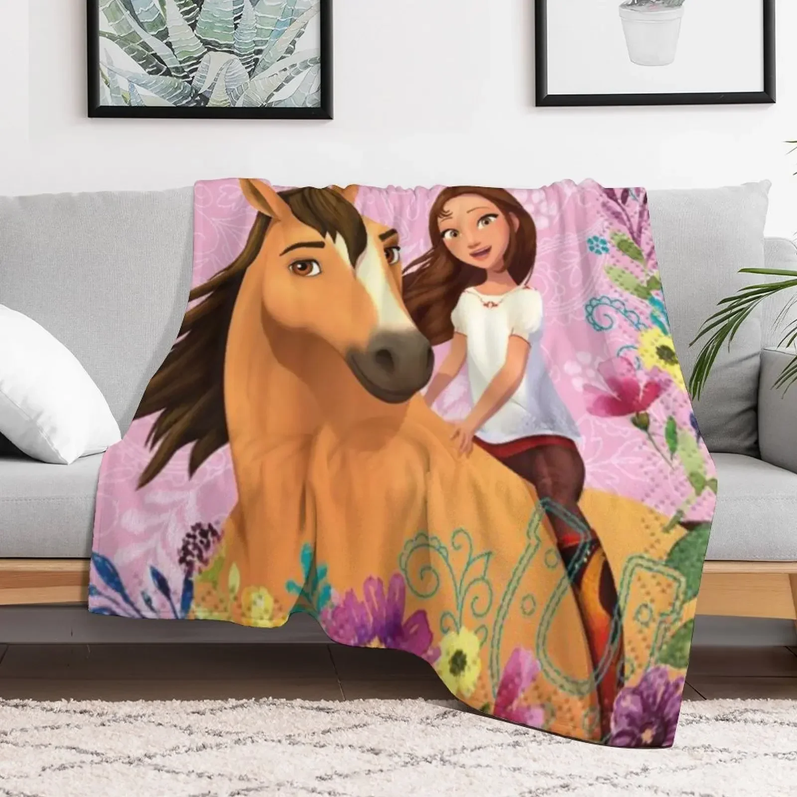 

Spirit Riding Free Design Throw Blanket Moving Polar Blankets funny gift Stuffeds Blankets For Bed Blankets