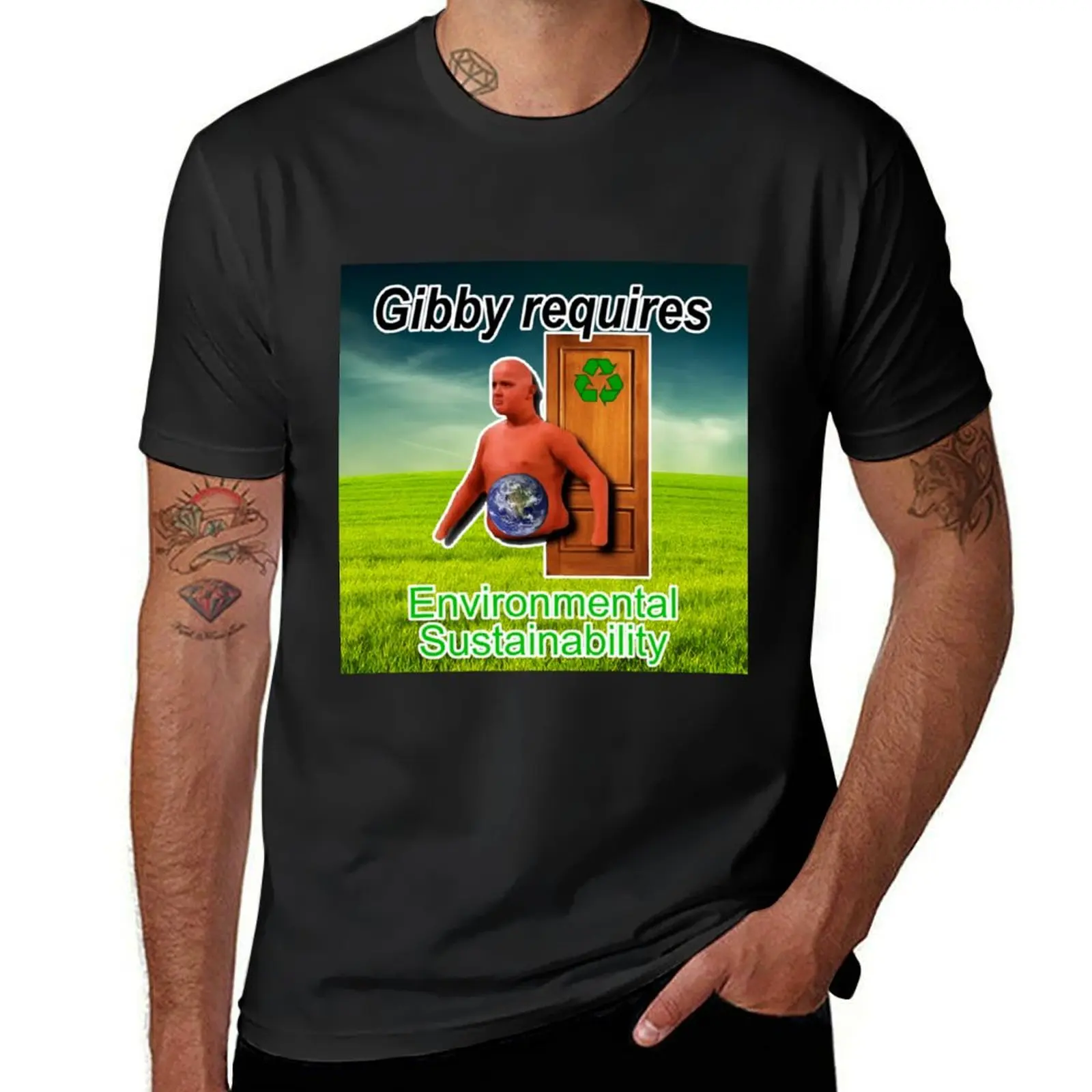 Gibby Requires Environmental Sustainability T-Shirt sports fans cute clothes Men's cotton t-shirt