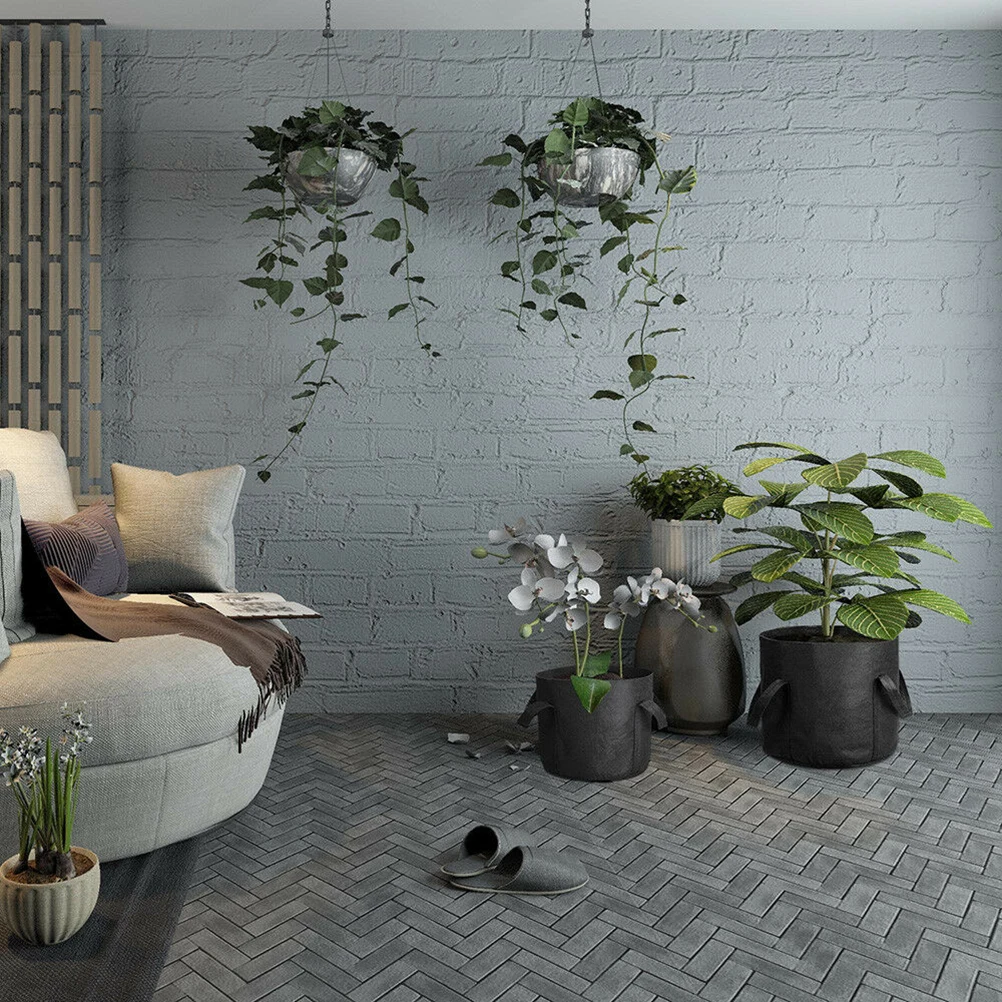 

3PCS Felt Planting Bag Reusable Thickened Grow Bag Black Round Garden Planter Water Retention Breathable for