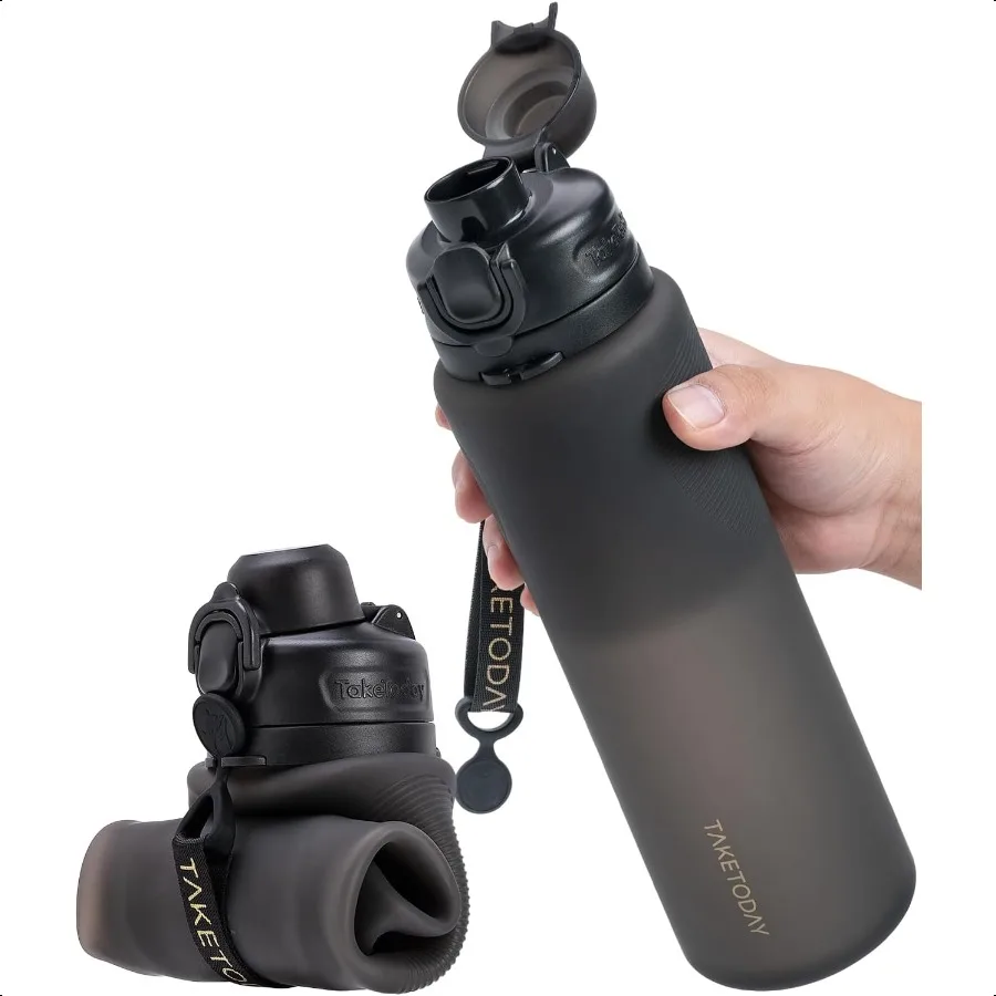 

Collapsible Water Bottles 32oz Foldable Travel Water Bottle BPA Free Silicone Water Bottle Leakproof for Hiking International T