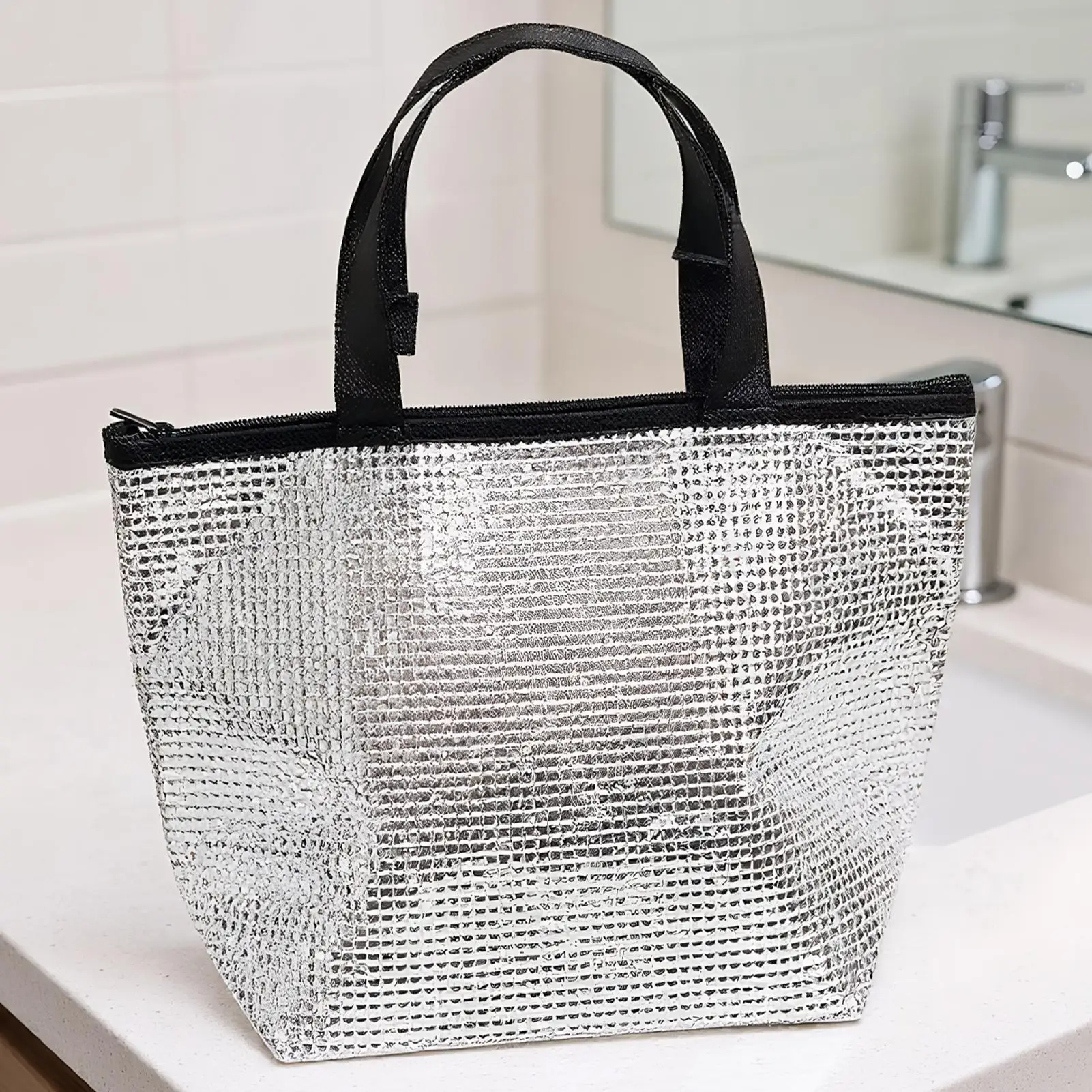 

1pcs Aluminum Foil Insulated Cooler Bag Reusable Thermal Bag for Food Storage No Electricity Required Lunch Box Insulated