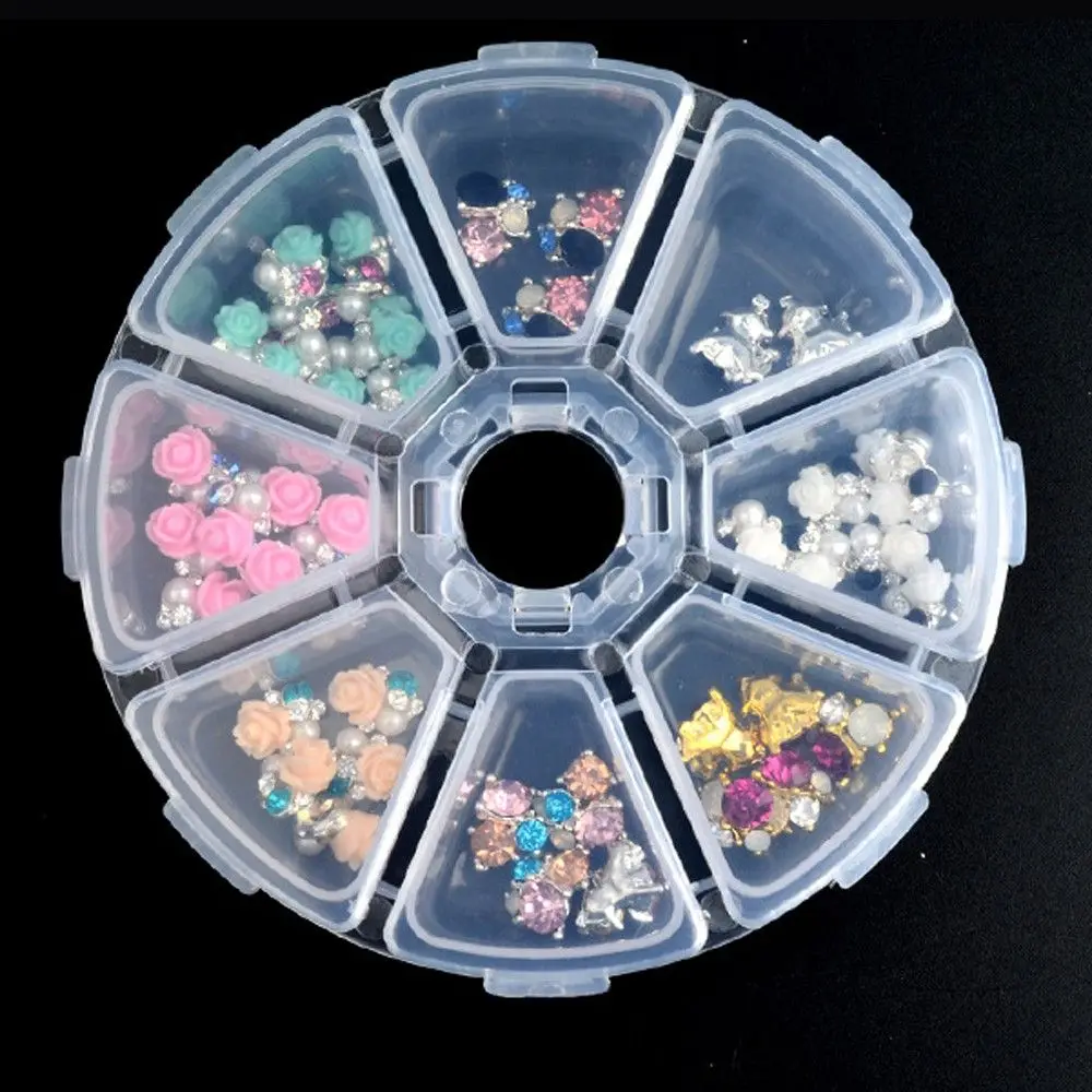 Tool Beads Organizer Empty Storage Box 8 Grids Jewelry Container Nail Art Rhinestones Case