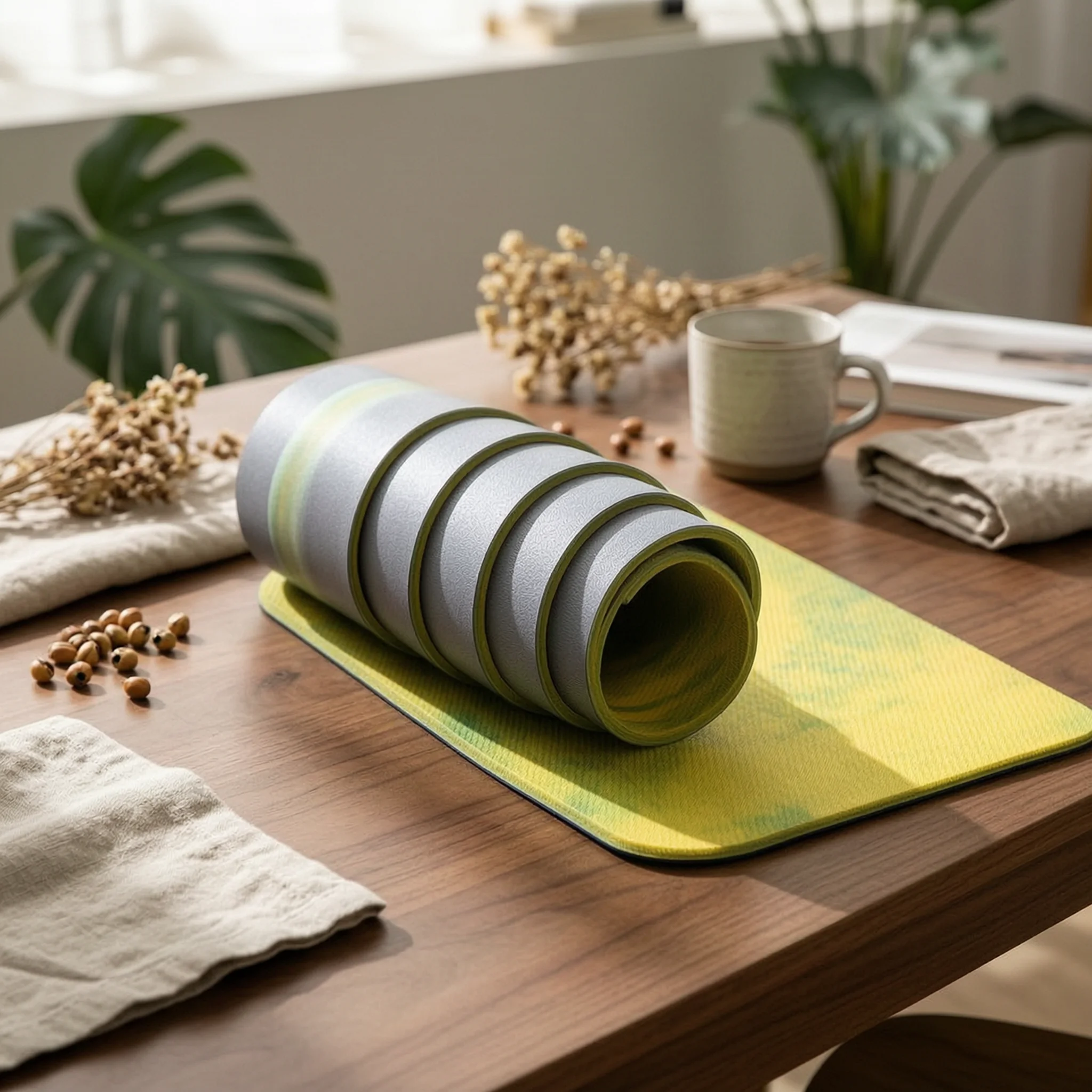 

Natural Rubber Exercise Mat Layered Non-Slip Exercise Mat Workout Pad Absorbent Indoor