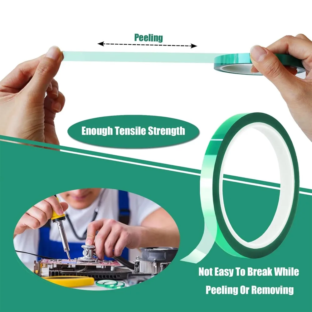 High Temperature Resistant Adhesive Tape Green, Kapton Polyimide Tape for PCB Soldering, 3D Printer, Electronic Repair