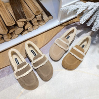 Women's Plush Cotton Shoes Winter Outdoor Warm Snow Boots Flats Bottomed Lefu Shoes Fashion Casual Soft Sole Shoes Large Size