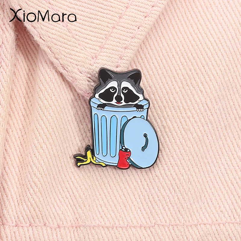 

Cute Trash Raccoon Enamel Pin Cartoon Animal Metal Brooch Lapel Backpack Badge Fashion Jewelry Accessories Gift for Kids Friends