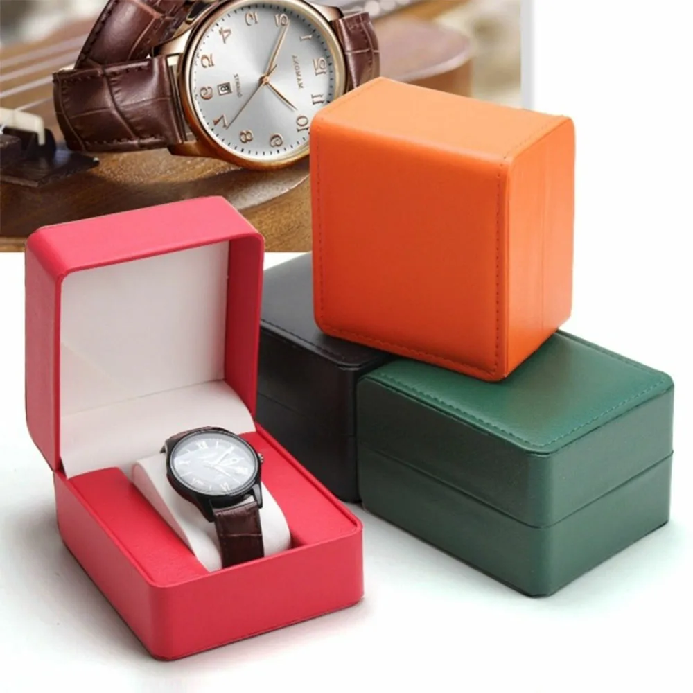 Watch Storage Box PU Single Watch Display Case Wristwatch Watch Holder Travel Jewelry Watch Organizer For Women Men Gift