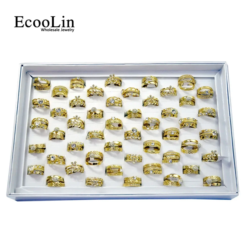 5 Sets New Fashion 3 in 1 Zircon GoldPlated Rings Sets For Women Female Wholesale Jewelry Bulks Lot Free Shipping LR4038