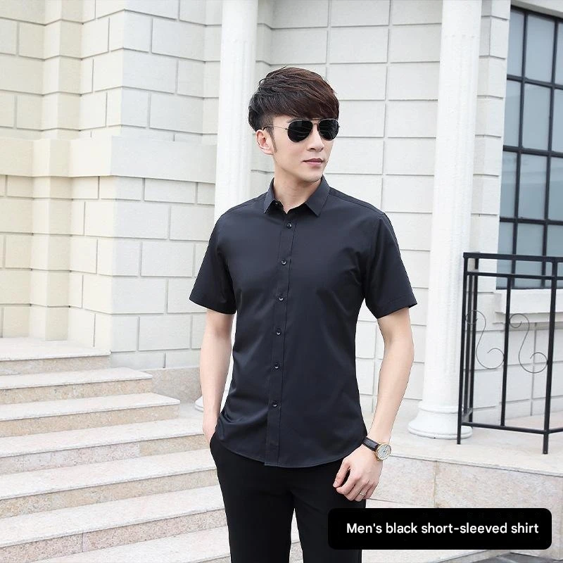 

Summer men's business formal shirts slim fit custom professional work clothes tops wedding banquet dress tops groom dress tops