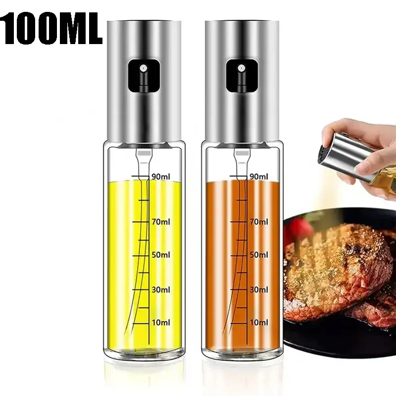 

100ML Oil Sprayer Bottle Portable Kitchen Baking Salad BBQ Utensils Glass Spray Bottle Stainless Steel Cooking Olive Oil Sprayer