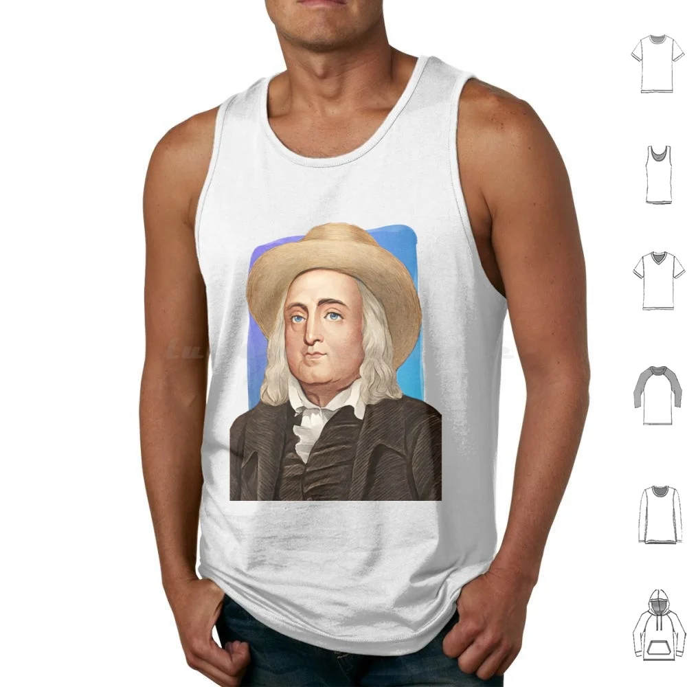English Philosopher Jeremy Bentham Illustration Tank Tops Vest Sleeveless Jeremy Bentham English Philosophy Portrait