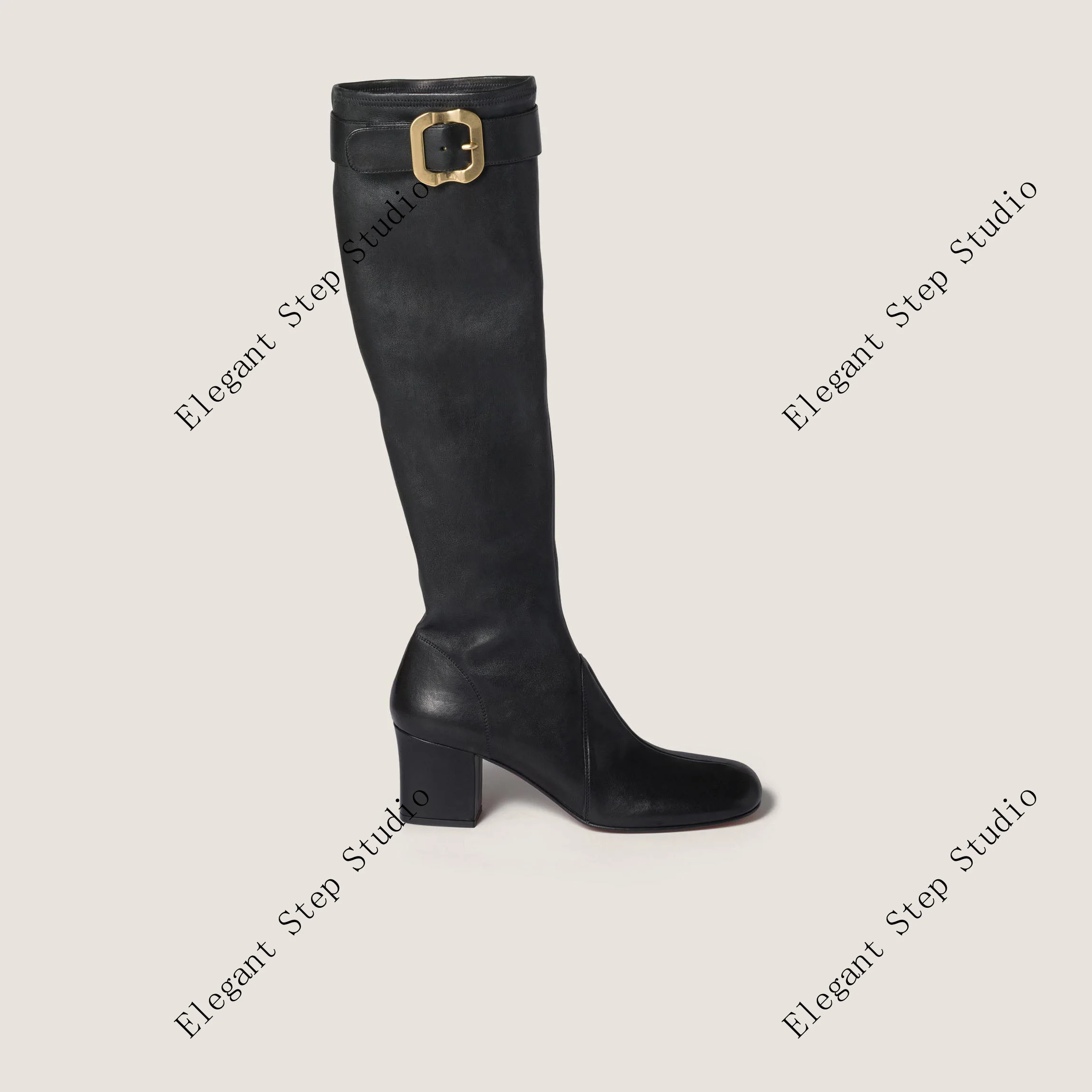 Zapatos de Mujer Botas de Piel Nappa Hebilla Runway Negro