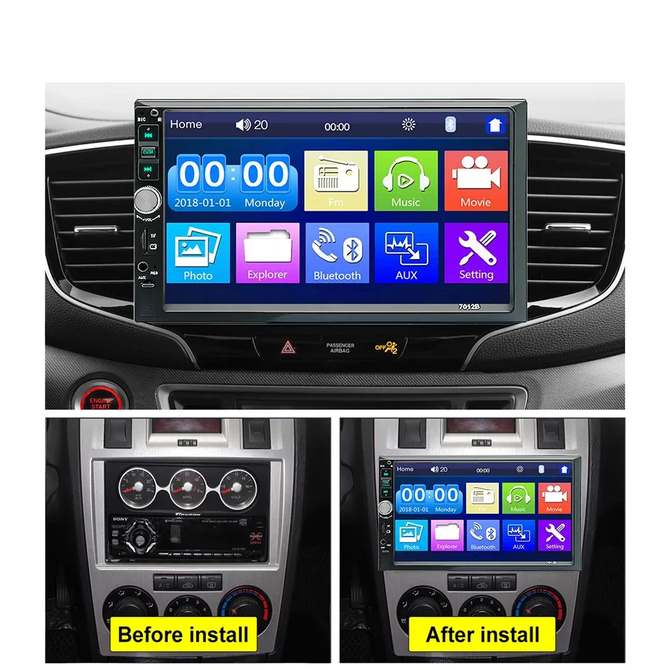 7-calowy 2 Din samochodowy odtwarzacz wideo MP5 Autoradio Mirror Lin-k do uniwersalnego radia samochodowego Samochodowy odtwarzacz multimedialny MP5/FM/BT/USB