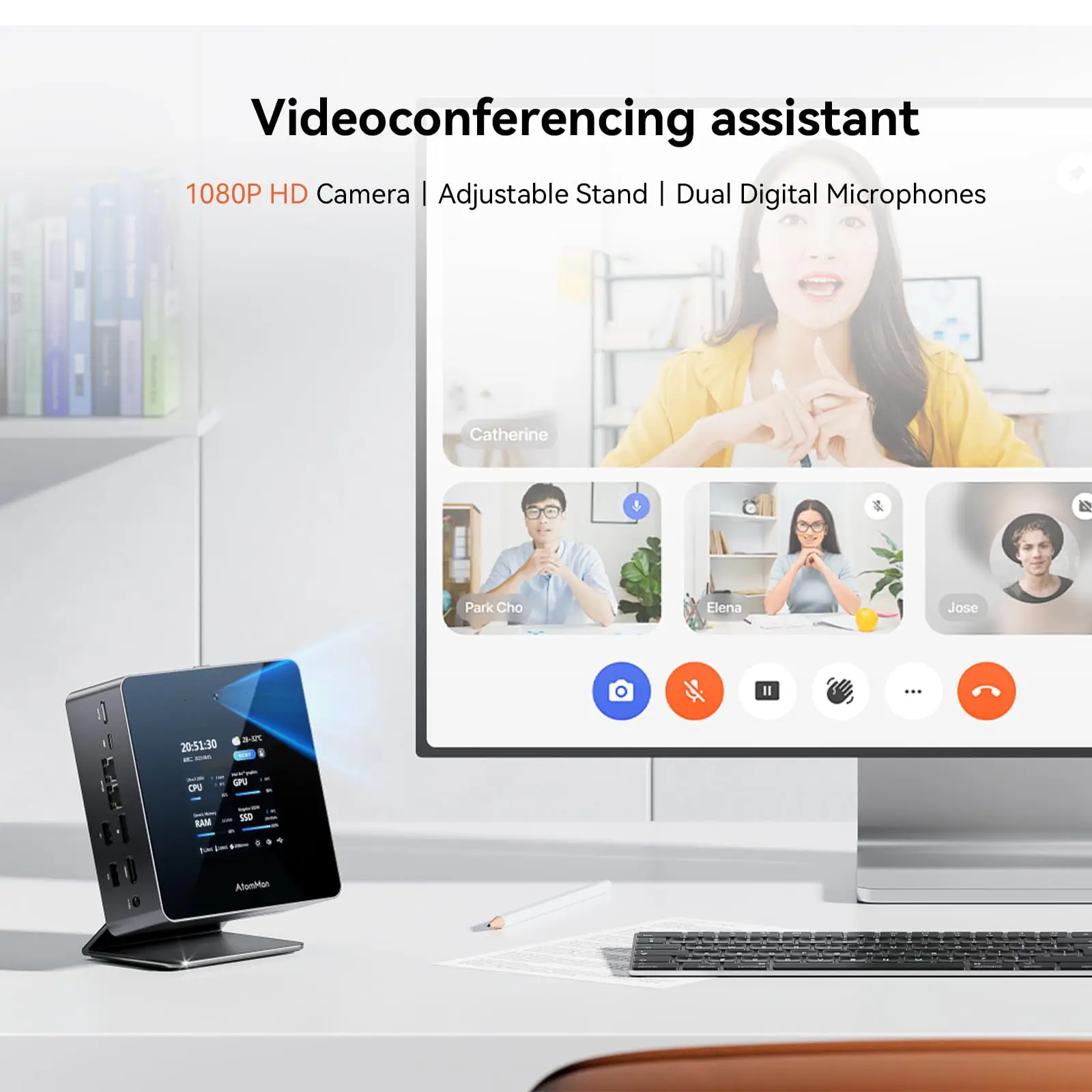 AtomMan Mini PC X7 Ti Intel Ultra 9-185H 4 inch Screen 2*USB4 2*5G RJ45 Camera Oculink Windows 11 Gaming PC Mini Computer WiFi7