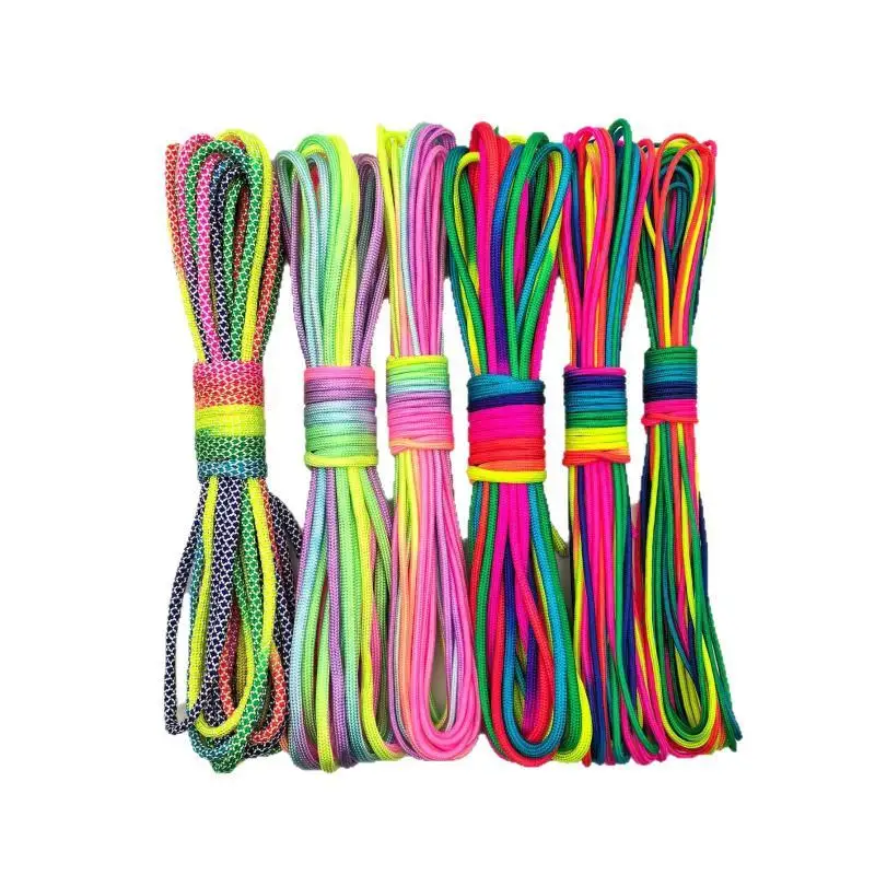 Weather Resistant 7 Strands Paracord Rainbow Parachute Rope 2/3/4mm for DIY Bracelet Hiking Travel Survival Gear