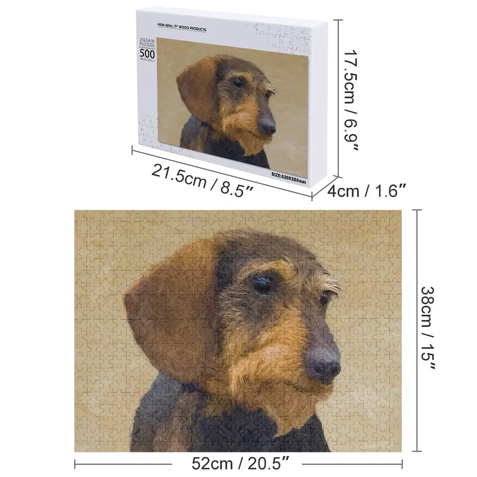 Dachshund (Wirehaired) Jigsaw Puzzle Custom Wood Personalised Name Puzzle