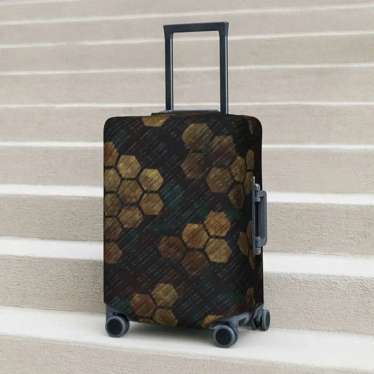 Abstract Hives Suitcase Cover Vintage Print Cruise Trip Holiday Strectch Luggage Accesories Protection