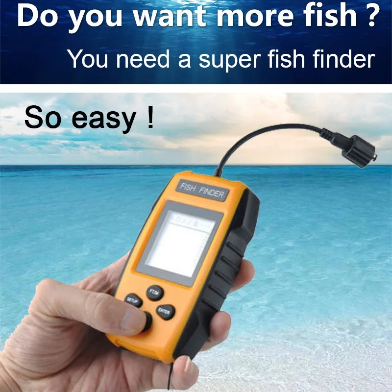 Smart Visual HD  Potable Sonar Sensor Wired Fish Finder 7.5 M Cable Depth Float Probe AAA Battery Powered Easy to Locate Fish