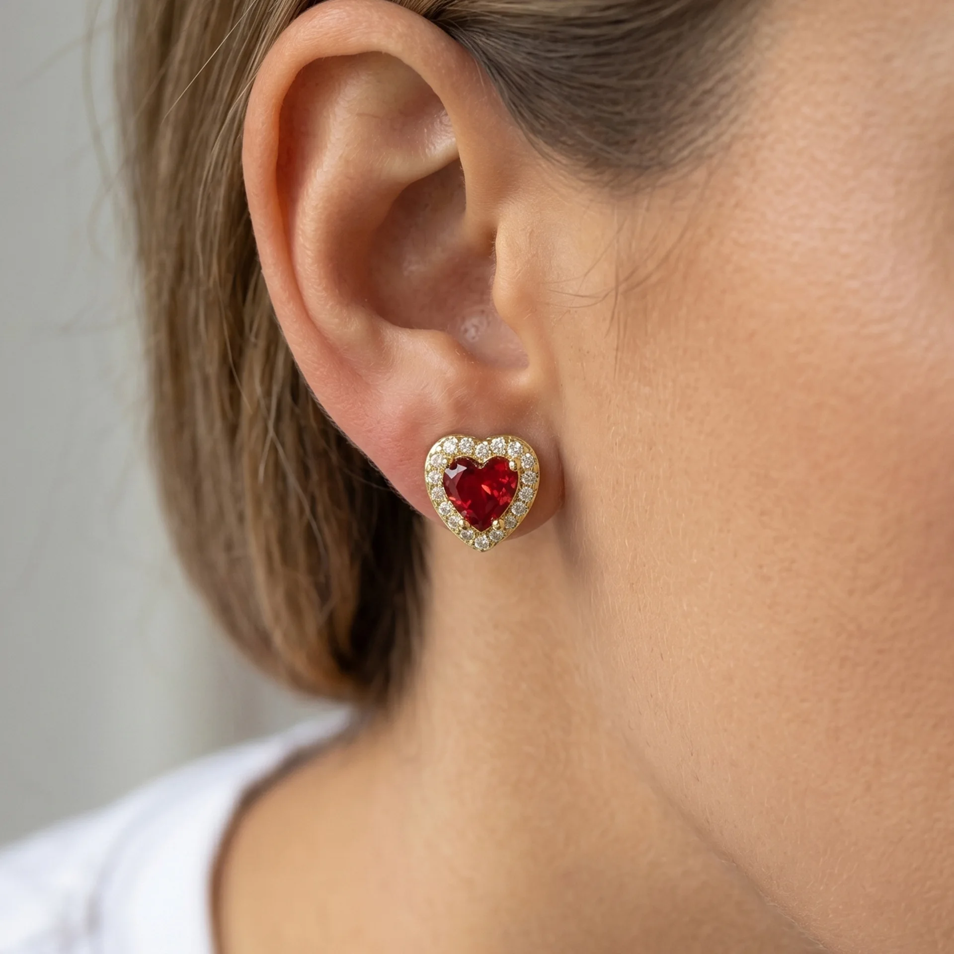 Geometrische Mehrfarbige Herz-Ohrstecker für Frauen Romantische Geburtsstein-Zirkon-Hochzeitsohrringe Ohrschmuck Accessoires Geschenke – Detail 3