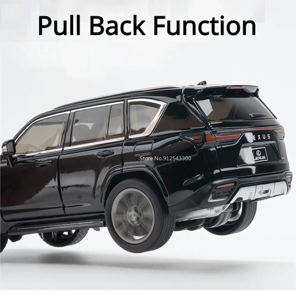 1:24 LX600 LX570 SUV coche en miniatura de aleación de juguete fundido a presión vehículos todoterreno de Metal tirar hacia atrás sonido luz juguetes de simulación regalos para niños