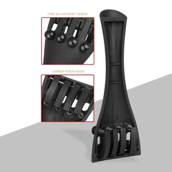 Carbon Fiber Violino Fiddle Tailpiece with 4 Fine Tuners Violin Composite Tailpiece for 4/3 4/4 Violin Accessories