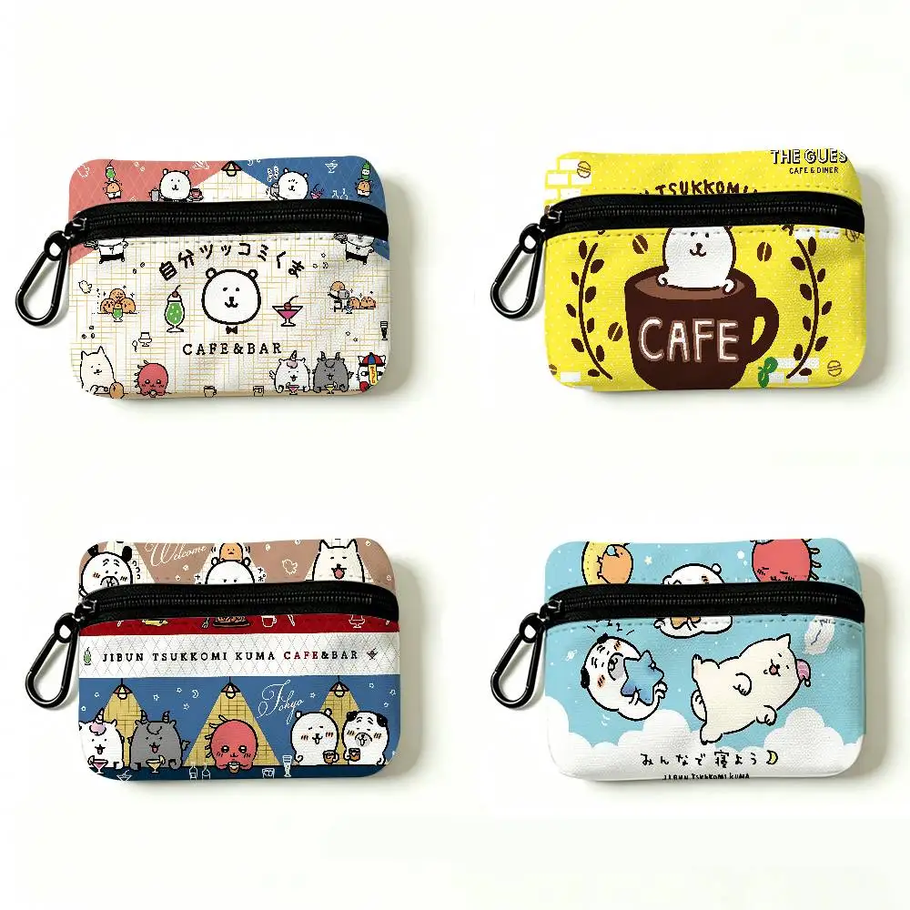 Cute J-Joke Bear Oxford Cloth Zipper Wallet Multifunctional Hanging Coin Bag For Credit Cards Keys Coins Earbuds