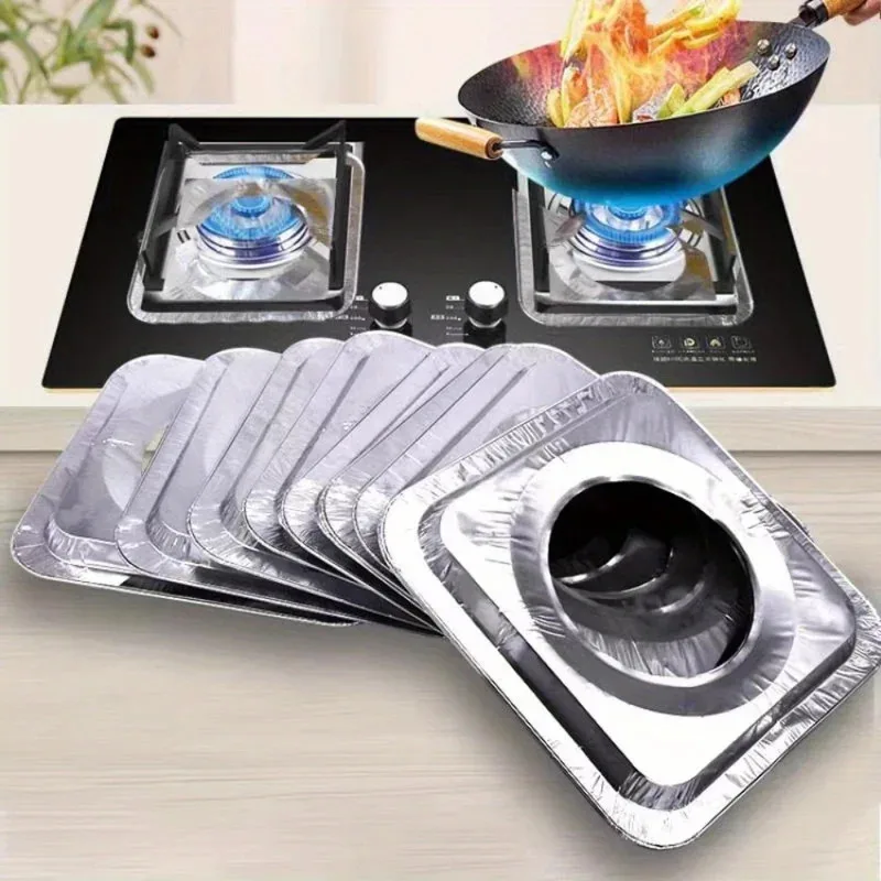 10/20Pack Aluminum Foil Stove Covers 9 Inch Square Disposable Gas Stove Liners, Gas Stove Protectors to Keep Gas Stove Clean image 2