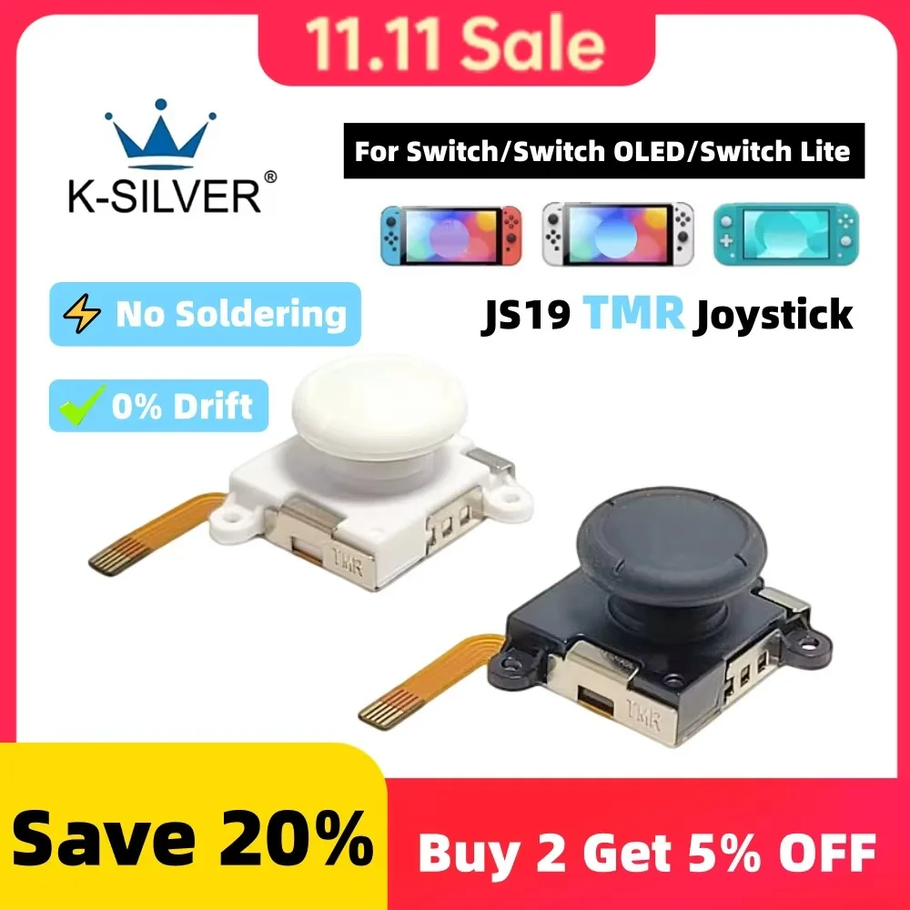 K-SILVER JS19 TMR Joystick for Nintendo Switch JoyCon Hall Effect Replacement No Drift Analog Thumb Stick for Switch Lite OLED