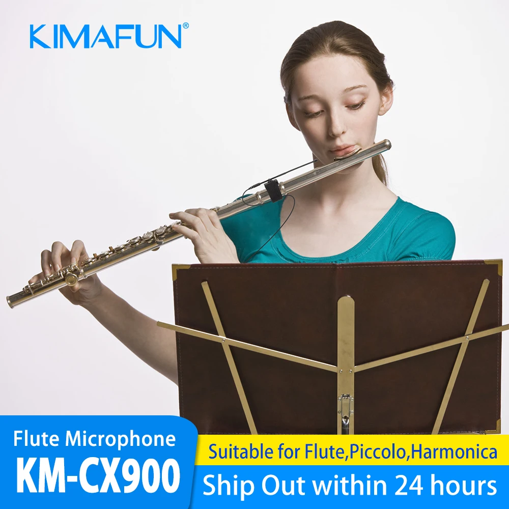 KIMAFUN CX900 Flute Microphone Collar Pickup Microphone Wired Instrument Clip on Lapel Microphone for Shure Sennheiser MiPro AKG