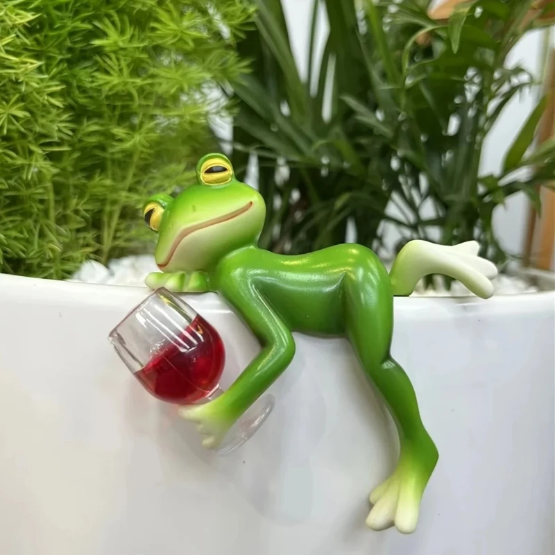 

Frog Resin Hanging Planter Hooks for Flower Pot Edge Glass Fish Tank Outdoor Garden Decor Simulation Animal Ornament Hanging
