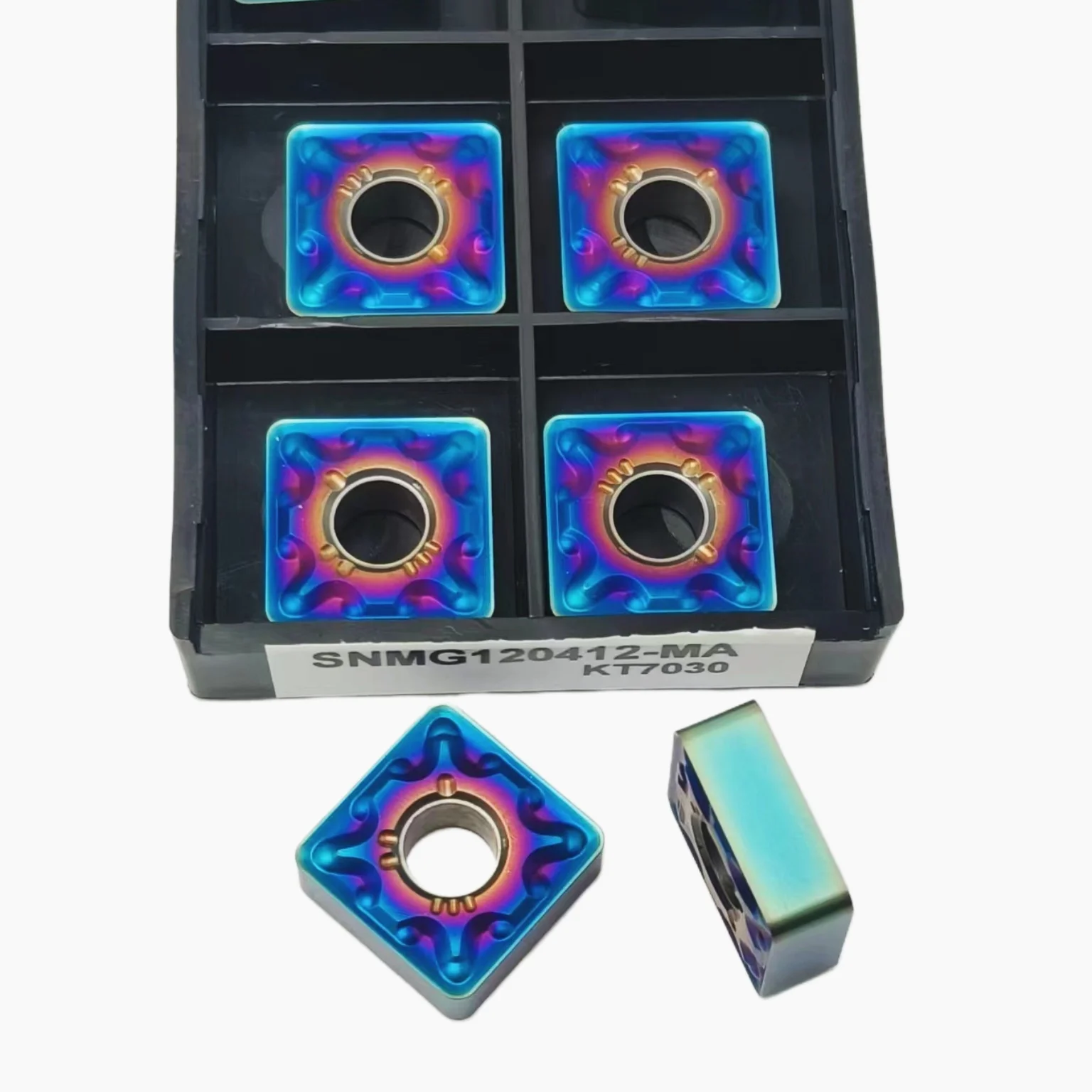 Inserção de carboneto azul nano, torneamento cilíndrico metálico, Ferramenta de torno CNC, Corte SNMG, SNMG120404 SNMG120408 SNMG120412 MA KT7030