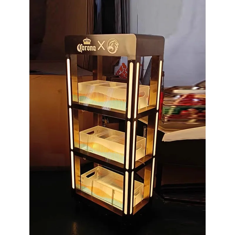 Bar KTV luminous wine cabinet creative customizable LED stainless steel removable wine rack