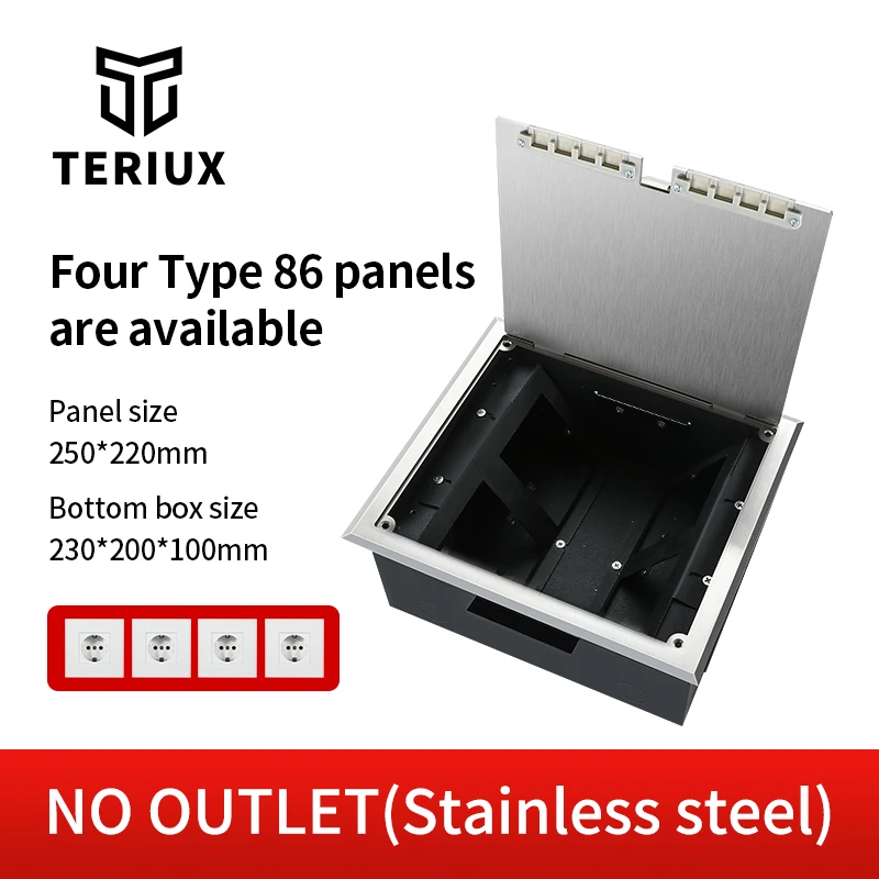 Factory Sale Stainless Steel floor Socket  Customized   Built in  accommodates 4 power module panels side insertion socket